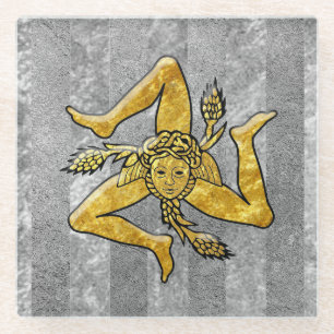 Sizilianischer Trinacria silberner Streifen Glasuntersetzer