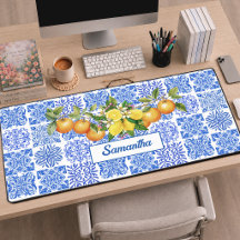 Sizilianisches Blau Gelb Zitrus Mittelmeer Azulejo