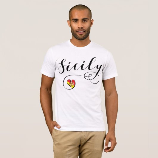 Sizilianisches Flaggen-Herz, i-Liebe Sizilien T-Shirt (Vorne ganz)