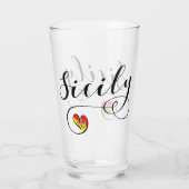 Sizilianisches Flaggen-Herz, Sizilien Glas (Rückseite)