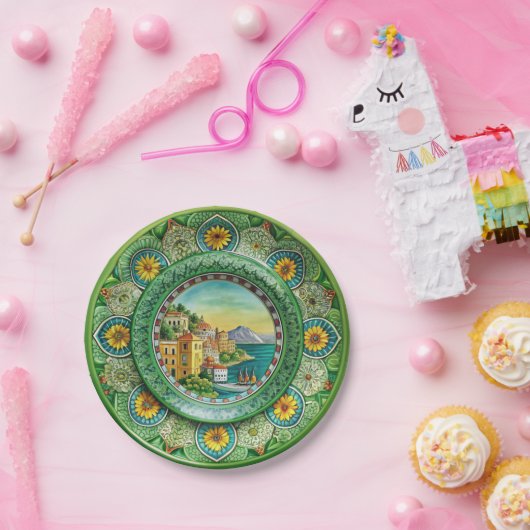 Sizilianisches Grün: Melaminpapier Pappteller (Party)