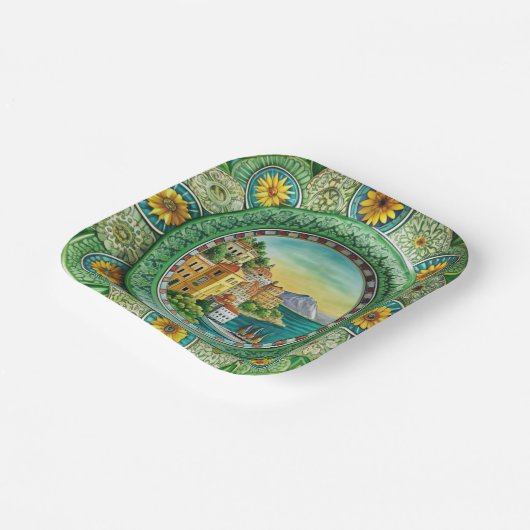 Sizilianisches Grün: Melaminpapier Pappteller (Gewinkelt)