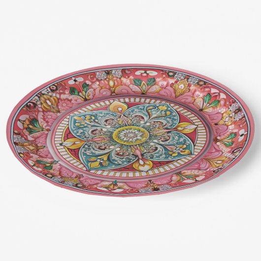 Sizilianisches Grün: Melaminpapier Pappteller (Schrägansicht)