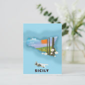 Sizilianisches Illustriertes Reiseplakat Postkarte (Stehend Vorderseite)
