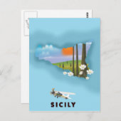 Sizilianisches Illustriertes Reiseplakat Postkarte (Vorne/Hinten)