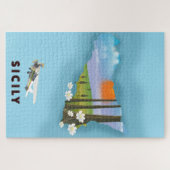 Sizilianisches Illustriertes Reiseplakat Puzzle (Horizontal)