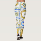 Sizilianisches Lemons Watercolor Square Muster Leggings (Rückseite)
