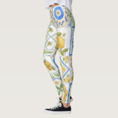 Sizilianisches Lemons Watercolor Square Muster Leggings (Links)