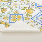 Sizilianisches Lemons Watercolor Square Muster Sherpadecke (3/4)