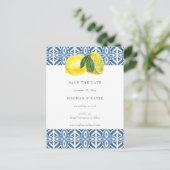 Sizilianisches Mittelmeer Blauer Lemon Save the Da Ankündigungspostkarte (Stehend Vorderseite)