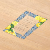 Sizilianisches Mittelmeer Blue Tiles Lemon Wedding Acryleinladungen (Ablage )