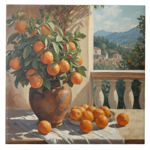 Sizilianisches Orangenbaum-Kachelbild mit Balustra Fliese