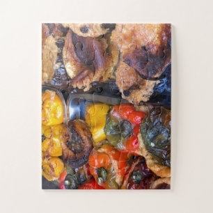 Sizilianisches Straßenfest Gefüllte Paprika und Puzzle