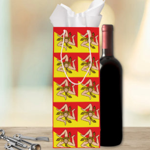 Sizilianisches Trinacria-All-Over-Flaggenmuster Si Geschenktüte Für Weinflaschen