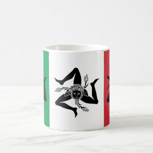 Sizilianisches Trinacria auf italienischer Flagge Kaffeetasse