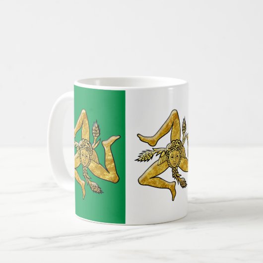 Sizilianisches Trinacria auf italienischer Flagge Kaffeetasse (Vorderseite Links)