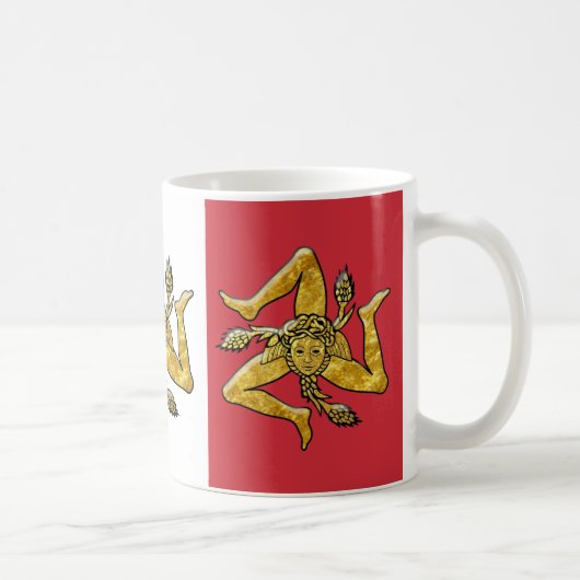 Sizilianisches Trinacria auf italienischer Flagge Kaffeetasse (Rechts)