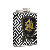 Sizilianisches Trinacria im Gold Ihr Text Flachmann (Rechts)