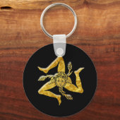 Sizilianisches Trinacria in Gold Schlüsselanhänger (Rückseite)