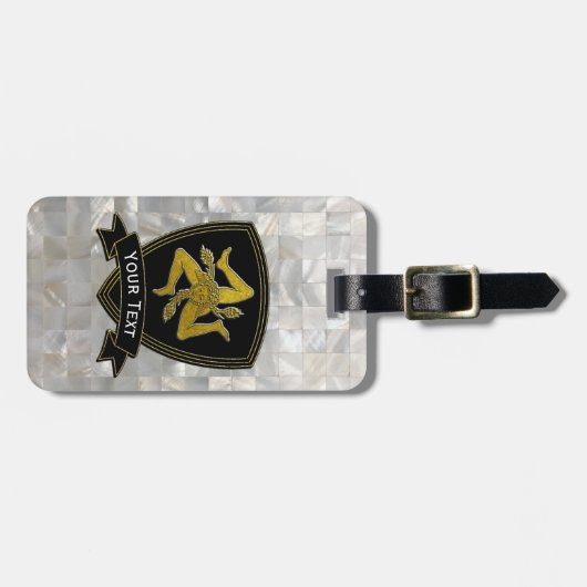 Sizilianisches Trinacria Perlmutt-Muster Gepäckanhänger (Vorderseite horizontal)