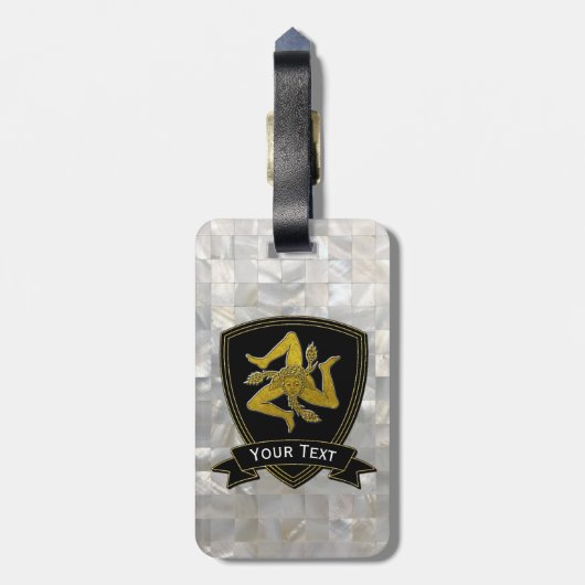 Sizilianisches Trinacria Perlmutt-Muster Gepäckanhänger (Rückseite vertikal)