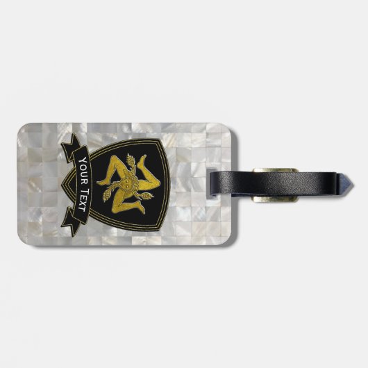 Sizilianisches Trinacria Perlmutt-Muster Gepäckanhänger (Rückseite horizontal)