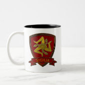 Sizilianisches Trinacria Rot u. Gold Zweifarbige Tasse (Links)