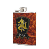 Sizilianisches Trinacria Schwarzes u. Gold Flachmann (Links)