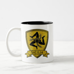 Sizilianisches Trinacria Schwarzes u. Gold Zweifarbige Tasse