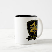 Sizilianisches Trinacria Schwarzes u. Gold Zweifarbige Tasse (VorderseiteRechts)