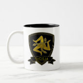 Sizilianisches Trinacria Schwarzes u. Gold Zweifarbige Tasse (Links)