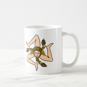Sizilianisches Triskelion mit der Karte Kaffeetasse