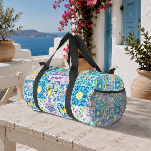 Sizilianisches Türkis-Zitrus-Mittelmeer-Azulejo Duffle Bag