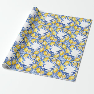 Sizilianisches Zitronen-Fliesenmuster Mediterranes Geschenkpapier