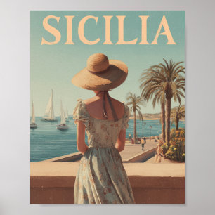 Sizilien 50er Jahre Reise Poster