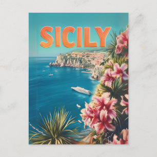 Sizilien Blumen vintage Postkarte