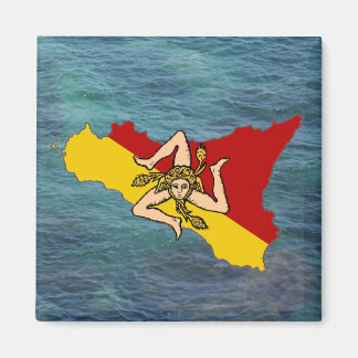 Sizilien Flag & Island Magnet