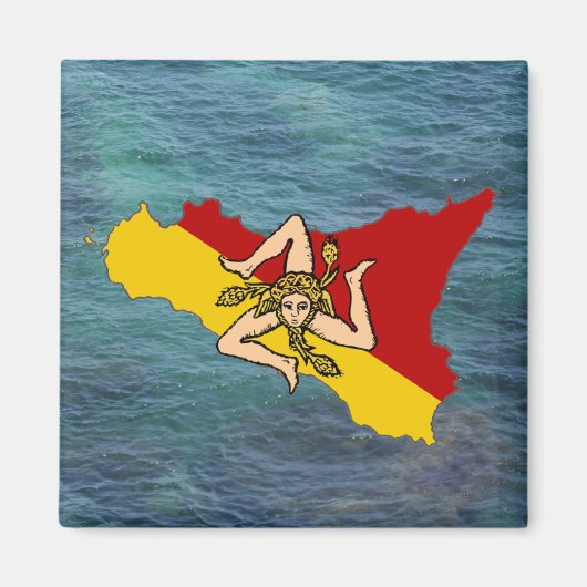 Sizilien Flag & Island Magnet (Vorne)