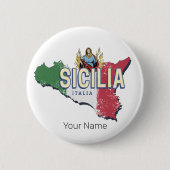 Sizilien Flag Italien Retro Karte Vintages Souveni Button (Vorderseite)