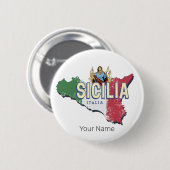 Sizilien Flag Italien Retro Karte Vintages Souveni Button (Vorne & Hinten)