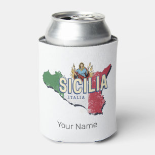 Sizilien Flag Italien Retro Karte Vintages Souveni Dosenkühler