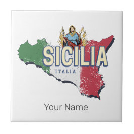 Sizilien Flag Italien Retro Karte Vintages Souveni Fliese