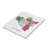 Sizilien Flag Italien Retro Karte Vintages Souveni Fliese (Seite)