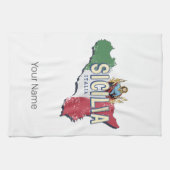 Sizilien Flag Italien Retro Karte Vintages Souveni Geschirrtuch (Horizontal)