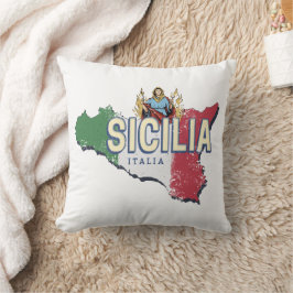 Sizilien Flag Italien Retro Karte Vintages Souveni Kissen