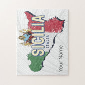Sizilien Flag Italien Retro Karte Vintages Souveni Puzzle (Vertikal)