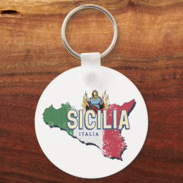 Sizilien Flag Italien Retro Karte Vintages Souveni Schlüsselanhänger