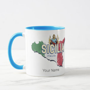 Sizilien Flag Italien Retro Karte Vintages Souveni Tasse