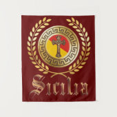 Sizilien Flag und Crucifix Tapestry Wandteppich (Vorderseite)