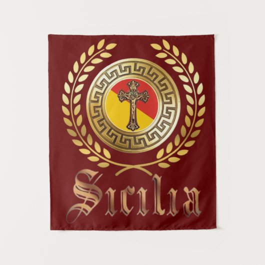 Sizilien Flag und Crucifix Tapestry Wandteppich (Vorderseite)